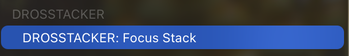 The DROSSTACKER: Focus Stack menu item in Lightroom